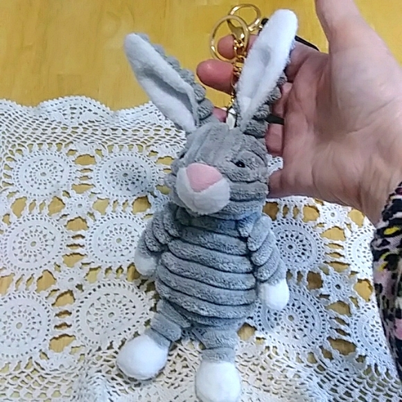 Large Plush Rabbit Keychain, Keyring New - Picture 1 of 6